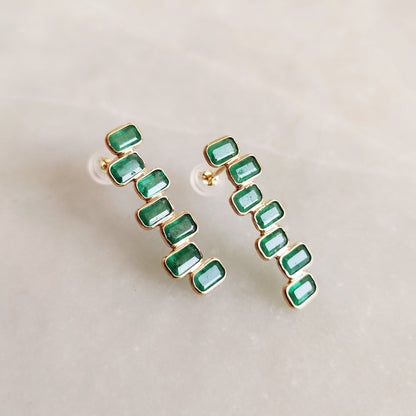 Natural Emerald Earrings, 14K Solid Gold Emerald Earrings, Dainty Emerald Earrings, May Birthstone Earrings, Christmas Gift, Emerald Jewelry