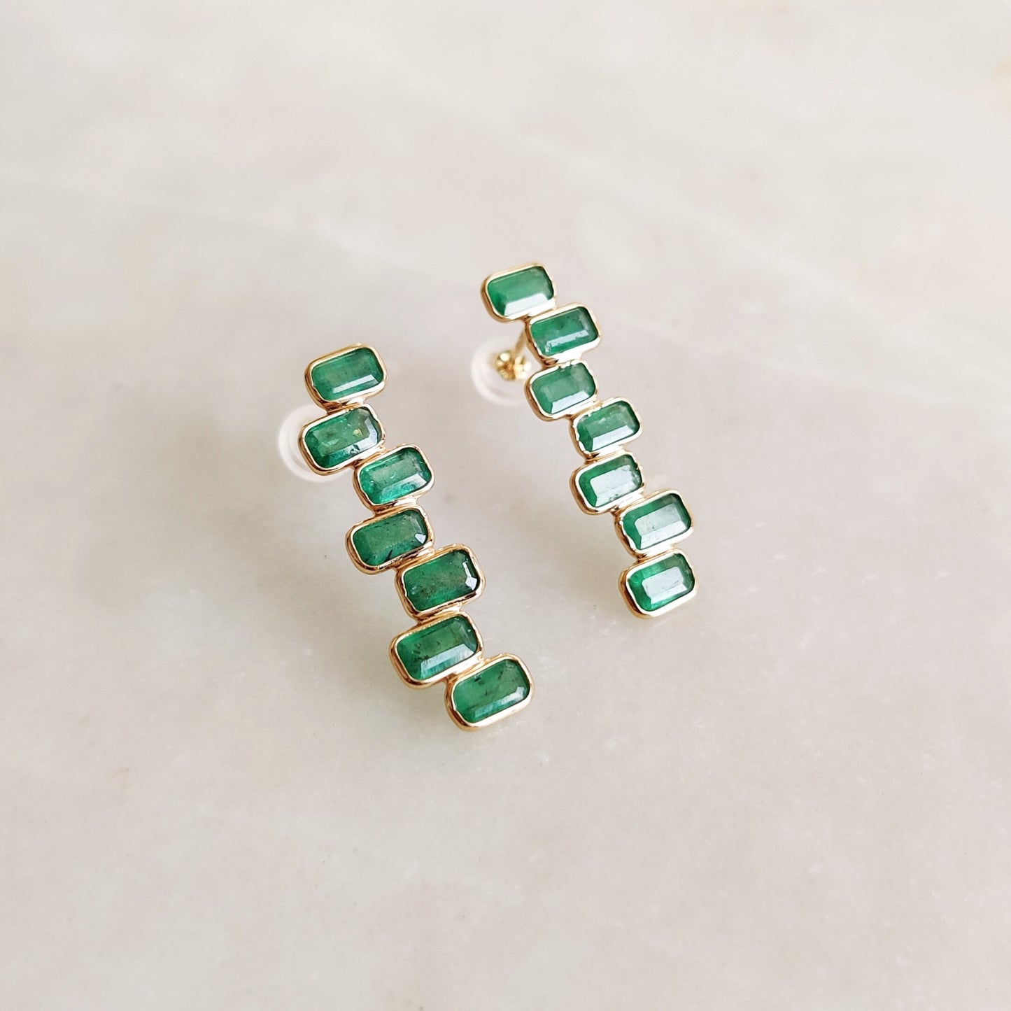 Natural Emerald Earrings, 14K Solid Gold Emerald Earrings, Dainty Emerald Earrings, May Birthstone Earrings, Christmas Gift, Emerald Jewelry