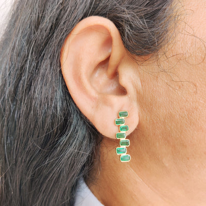 Natural Emerald Earrings, 14K Solid Gold Emerald Earrings, Dainty Emerald Earrings, May Birthstone Earrings, Christmas Gift, Emerald Jewelry