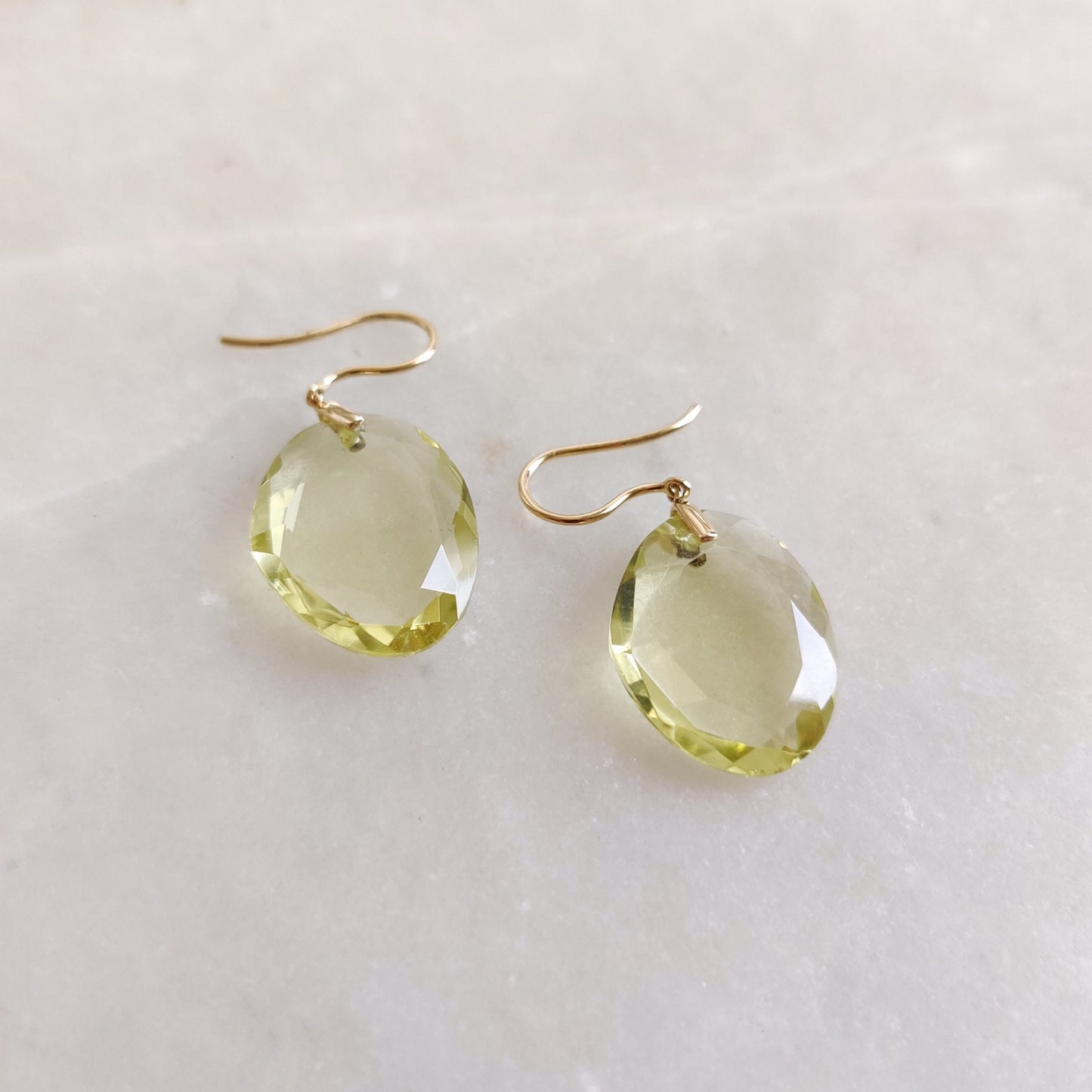 Natural Lemon Quartz Earrings, 14K Solid Yellow Gold Quartz Earrings, November Birthstone Earrings, Christmas Gift, Quartz Jewelry