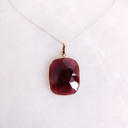 Natural Garnet Pendant, 14K Solid Yellow Gold Garnet Pendant, January Birthstone Pendant, Christmas Present, Garnet Jewelry