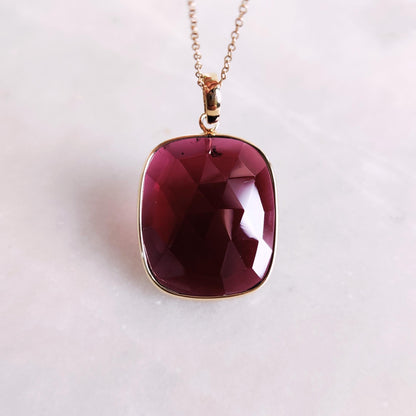 Natural Garnet Pendant, 14K Solid Yellow Gold Garnet Pendant, January Birthstone Pendant, Christmas Present, Garnet Jewelry