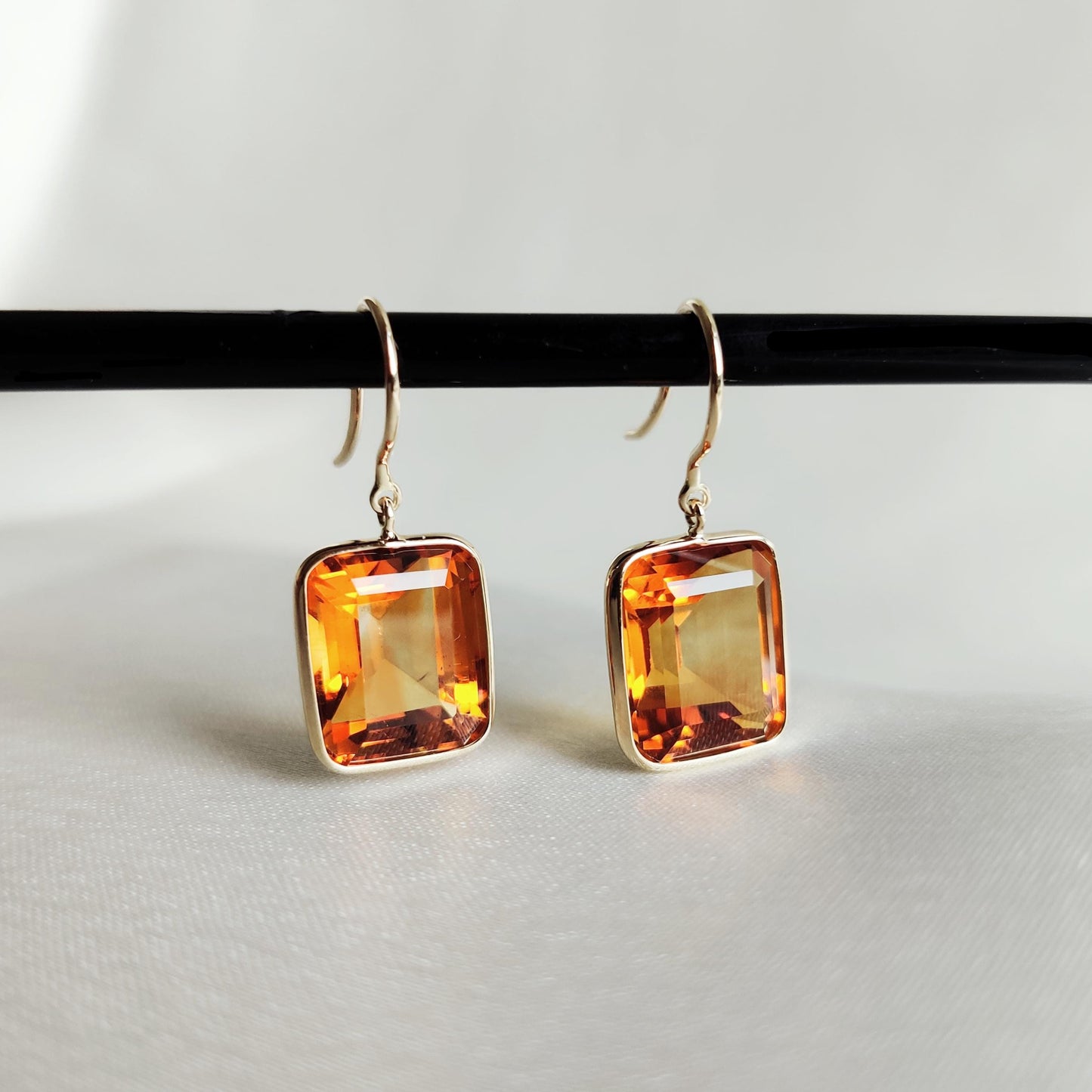 Natural Madeira Citrine Earrings, 14K Solid Yellow Gold Earring, November Birthstone Earrings, Citrine Jewelry, Christmas Present