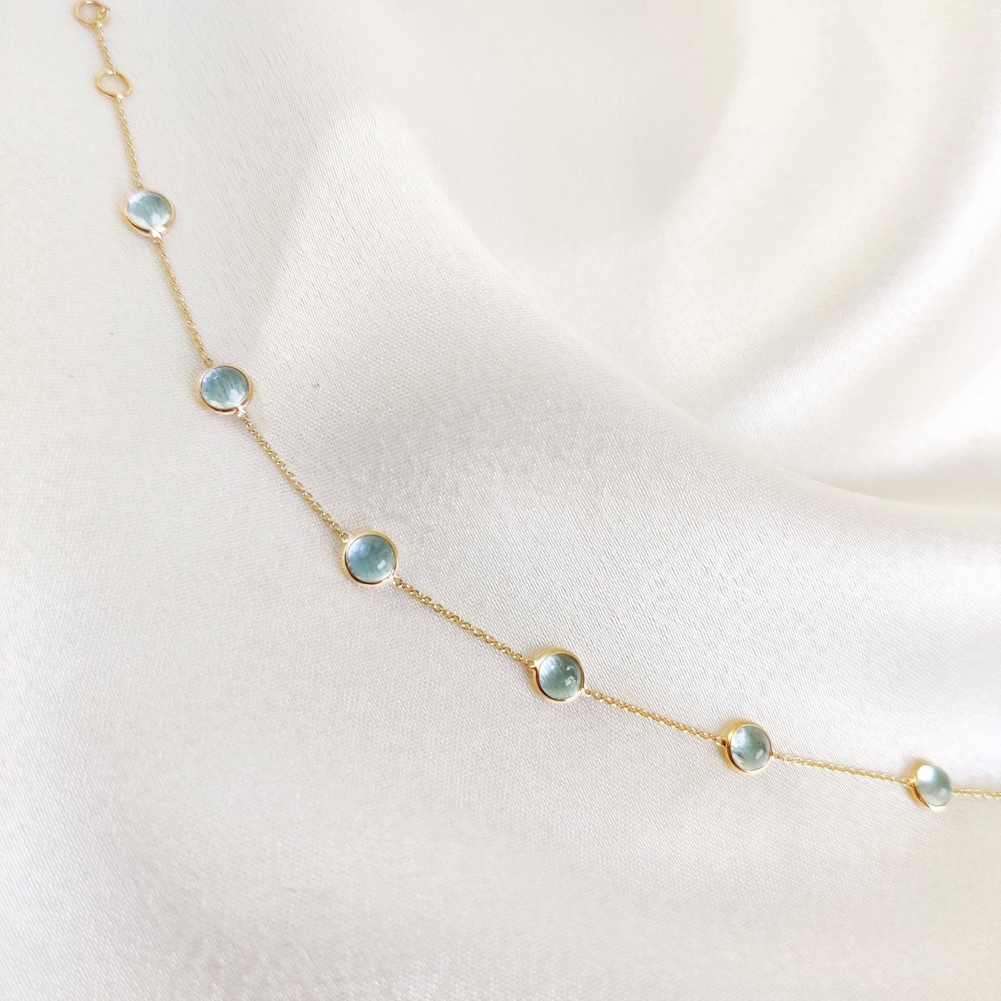 Natural Aquamarine Bracelet, 14K Solid Yellow Gold Bracelet, Aquamarine Bezel Set Bracelet, March Birthstone Bracelet, Aquamarine Jewelry