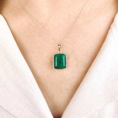 Natural Emerald Pendant, 14K Solid Yellow Gold Emerald Pendant, May Birthstone Pendant, Octgaon Shape Emerald Pendant, Christmas Present