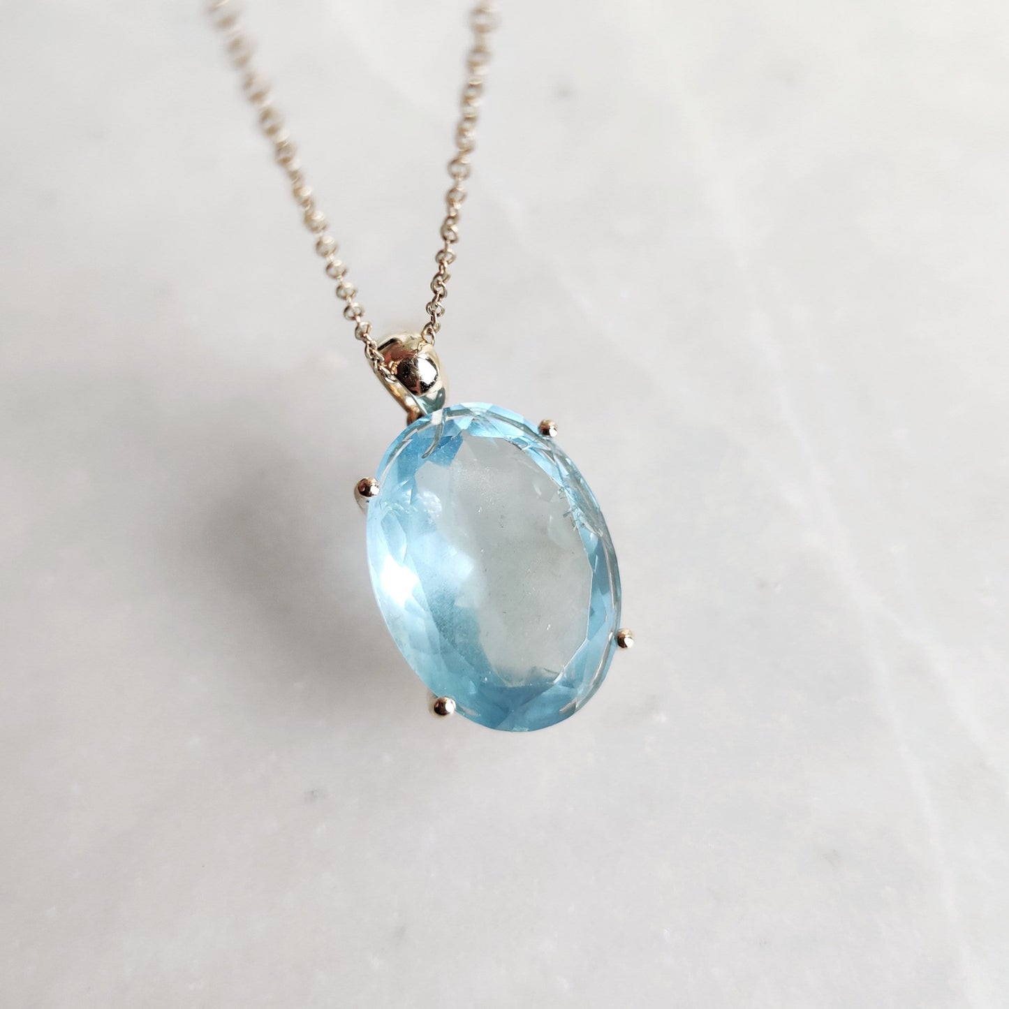 Natural Aquamarine Pendant, 14K Solid Gold Aquamarine Pendant, March Birthstone Pendant, Birthday Present, Natural Aquamarine Jewelry