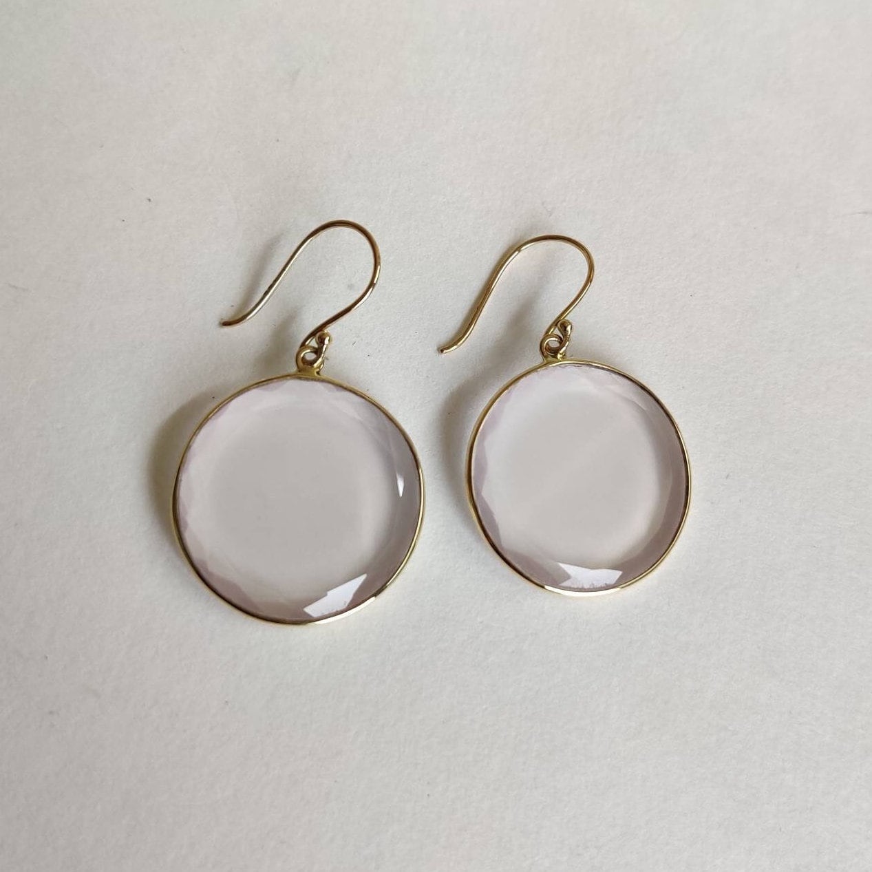 Natural Rose Quartz Earring, 14K Solid Yellow Gold Earring, January Birthstone Earrings, Rose Quartz Jewelry, Christmas Present