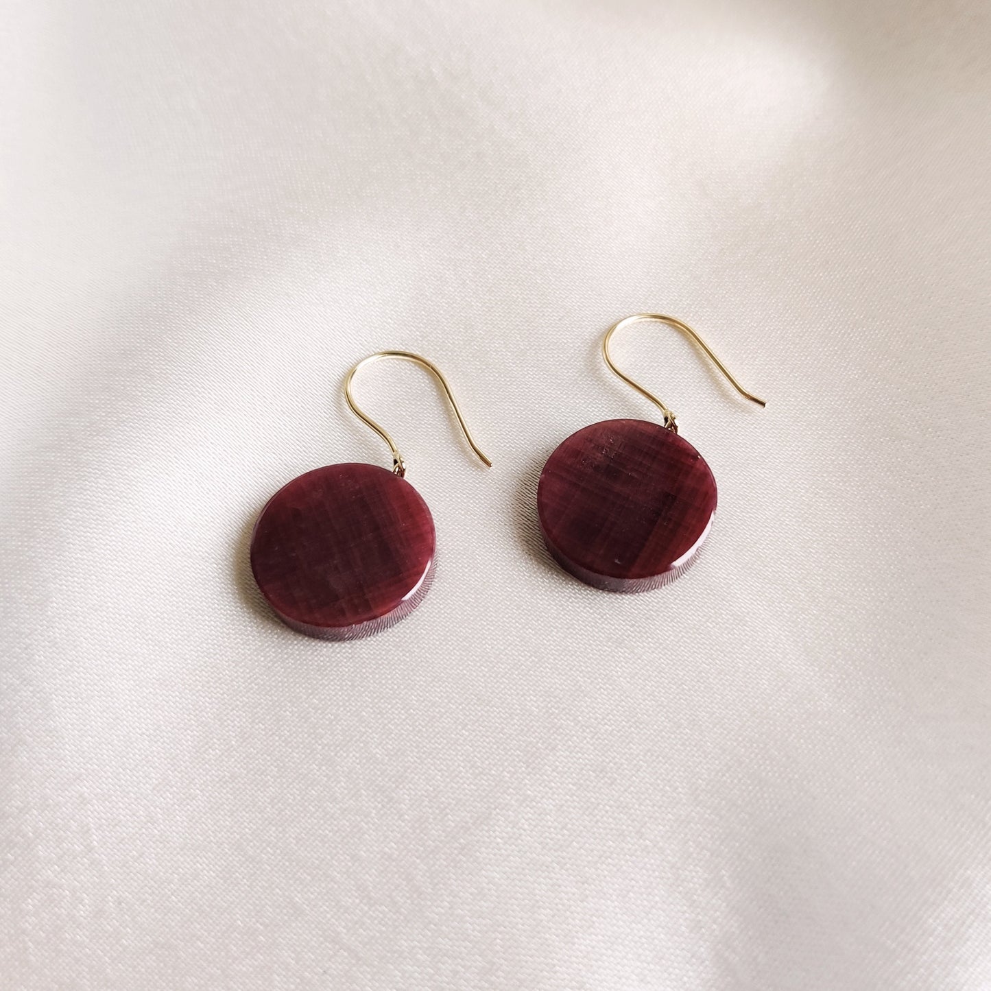 Pendientes de rubí natural, pendientes de rubí de oro amarillo macizo de 14 quilates, pendientes con piedra natal de julio, joyas de rubí, regalo de cumpleaños