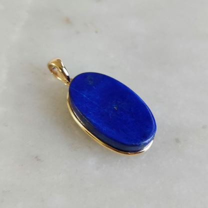 Natural Lapis Lazuli Pendant, 14K Solid Yellow Gold Lapis Pendant, September Birthstone Pendant, Lapis Lazuli Jewelry, Christmas Present