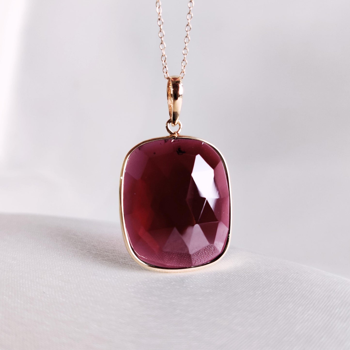 Natural Garnet Pendant, 14K Solid Yellow Gold Garnet Pendant, January Birthstone Pendant, Christmas Present, Garnet Jewelry