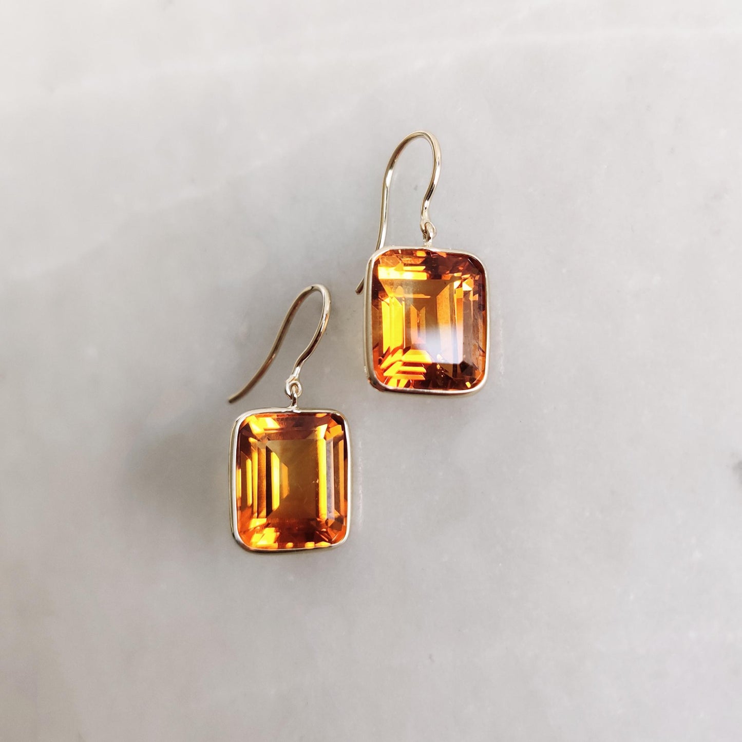 Natural Madeira Citrine Earrings, 14K Solid Yellow Gold Earring, November Birthstone Earrings, Citrine Jewelry, Christmas Present