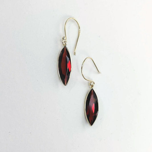 Natural Garnet Earrings, 14K Solid Yellow Gold Earrings, January Birthstone Earrings, Christmas Present, Garnet Jewelry