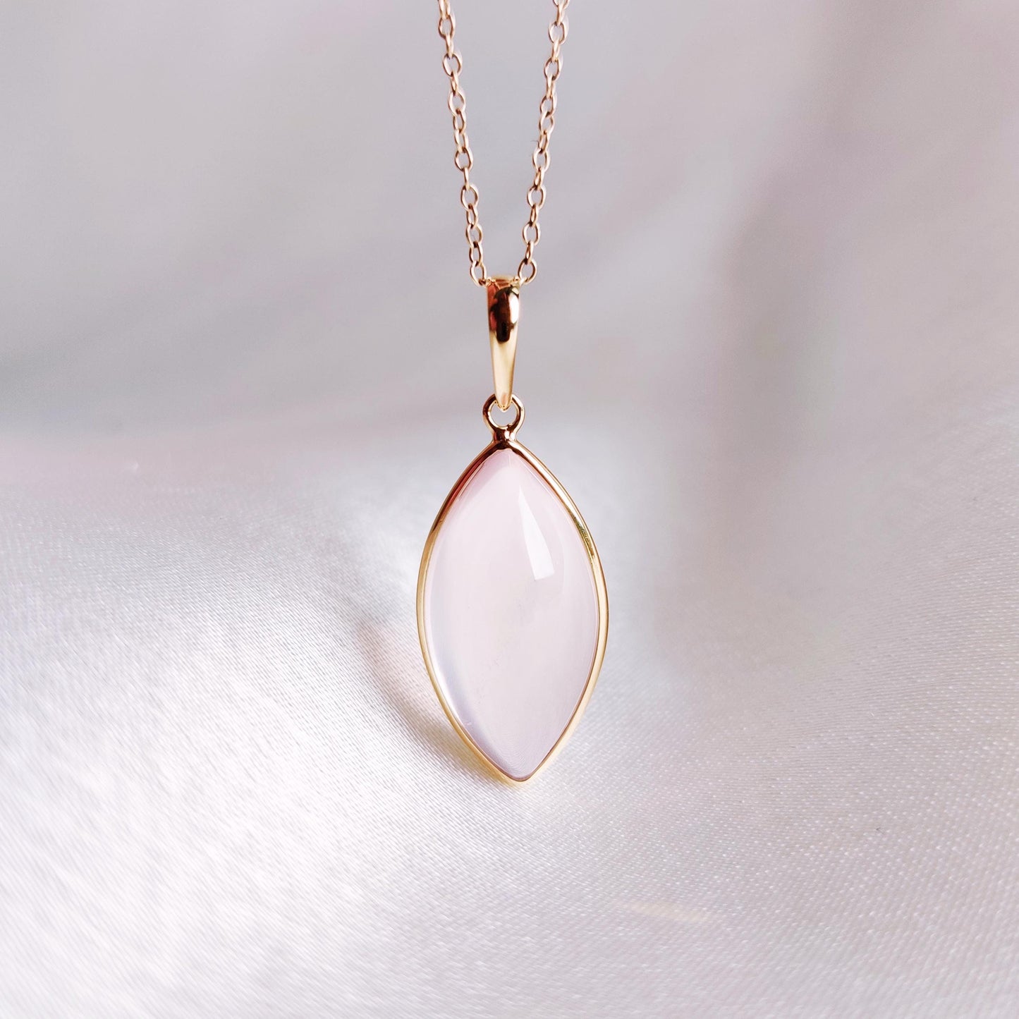 Natural Rose Quartz Pendant, 14K Solid Yellow Gold Rose Quartz Pendant, January Birthstone Pendant, Bezel Set Pendant, Christmas Present