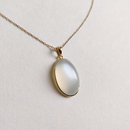 Natural White Moonstone Pendant, 14K Solid Yellow Gold Pendant, June Birthstone Pendant, White Moonstone Jewelry, Christmas Present