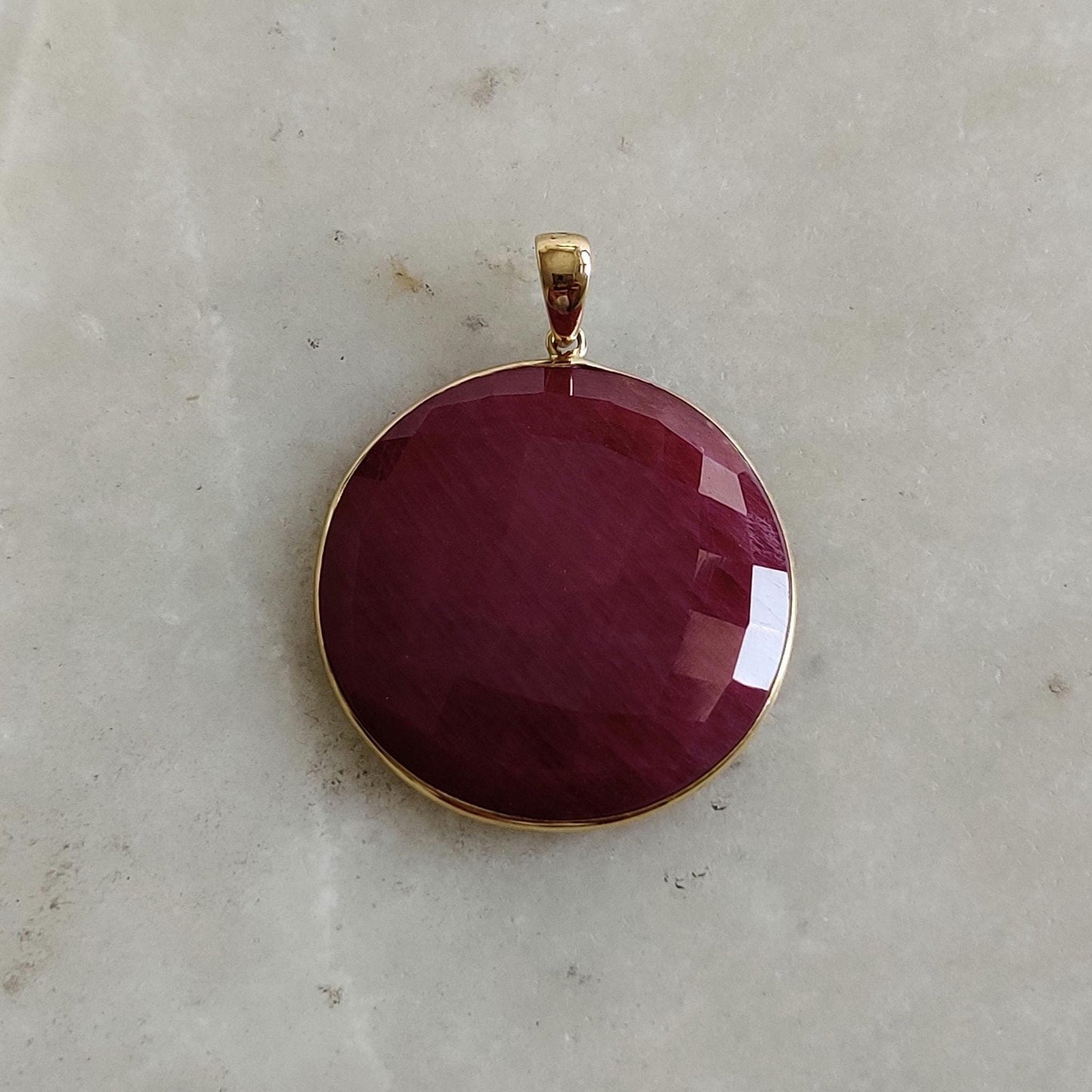 Natural Ruby Pendant, 14K Solid Yellow Gold Ruby Pendant, July Birthstone Pendant, Bezel Pendant, Ruby Jewelry, Christmas Present