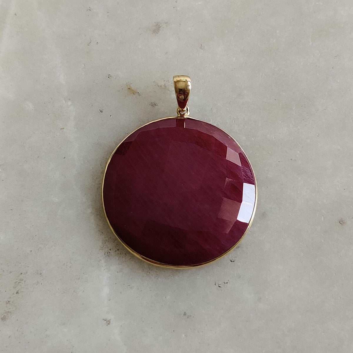 Natural Ruby Pendant, 14K Solid Yellow Gold Bezel Pendant, July Birthstone