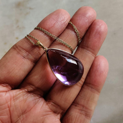 Natural Purple Amethyst Pendant, 14K Solid Gold Amethyst Pendant, February Birthstone Pendant, Christmas Present