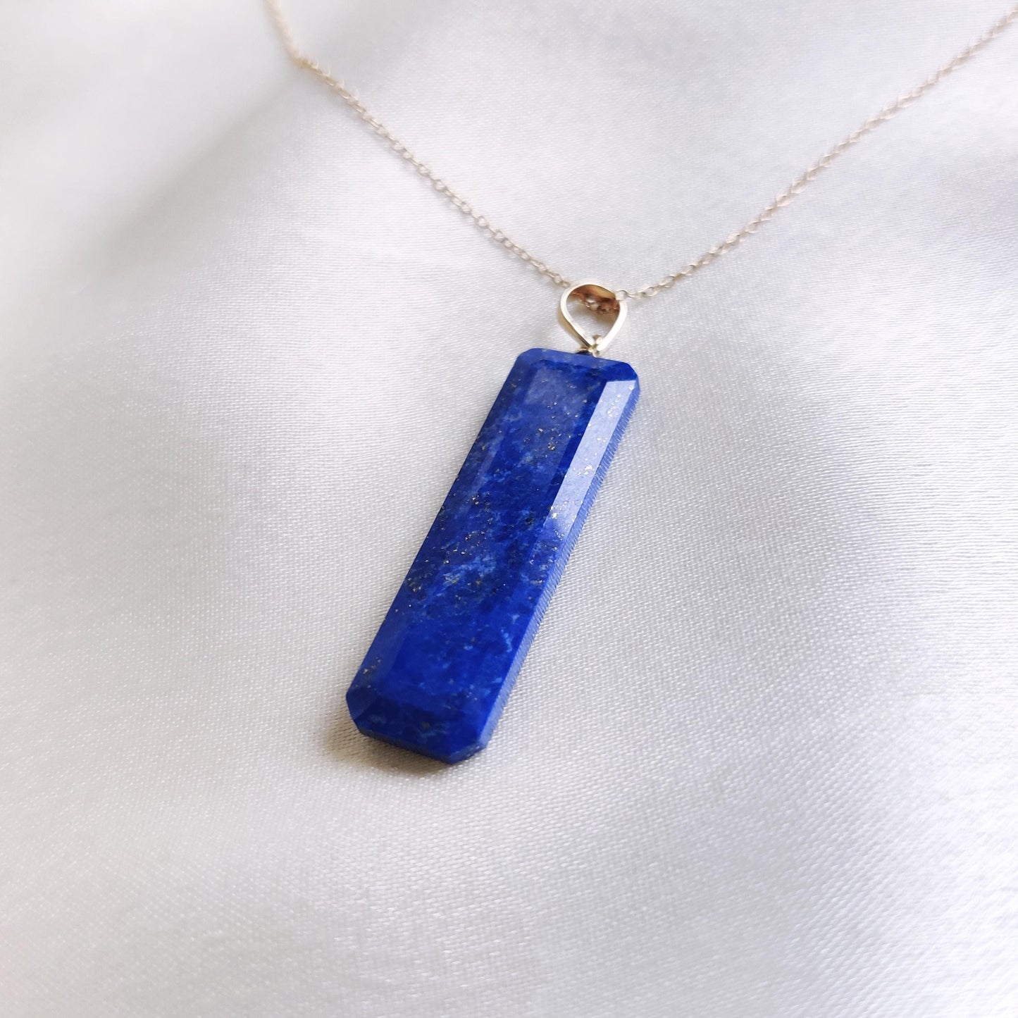 Natural Lapis Lazuli Pendant, 14K Solid Yellow Gold Lapis Pendant, September Birthstone Pendant, Christmas Present