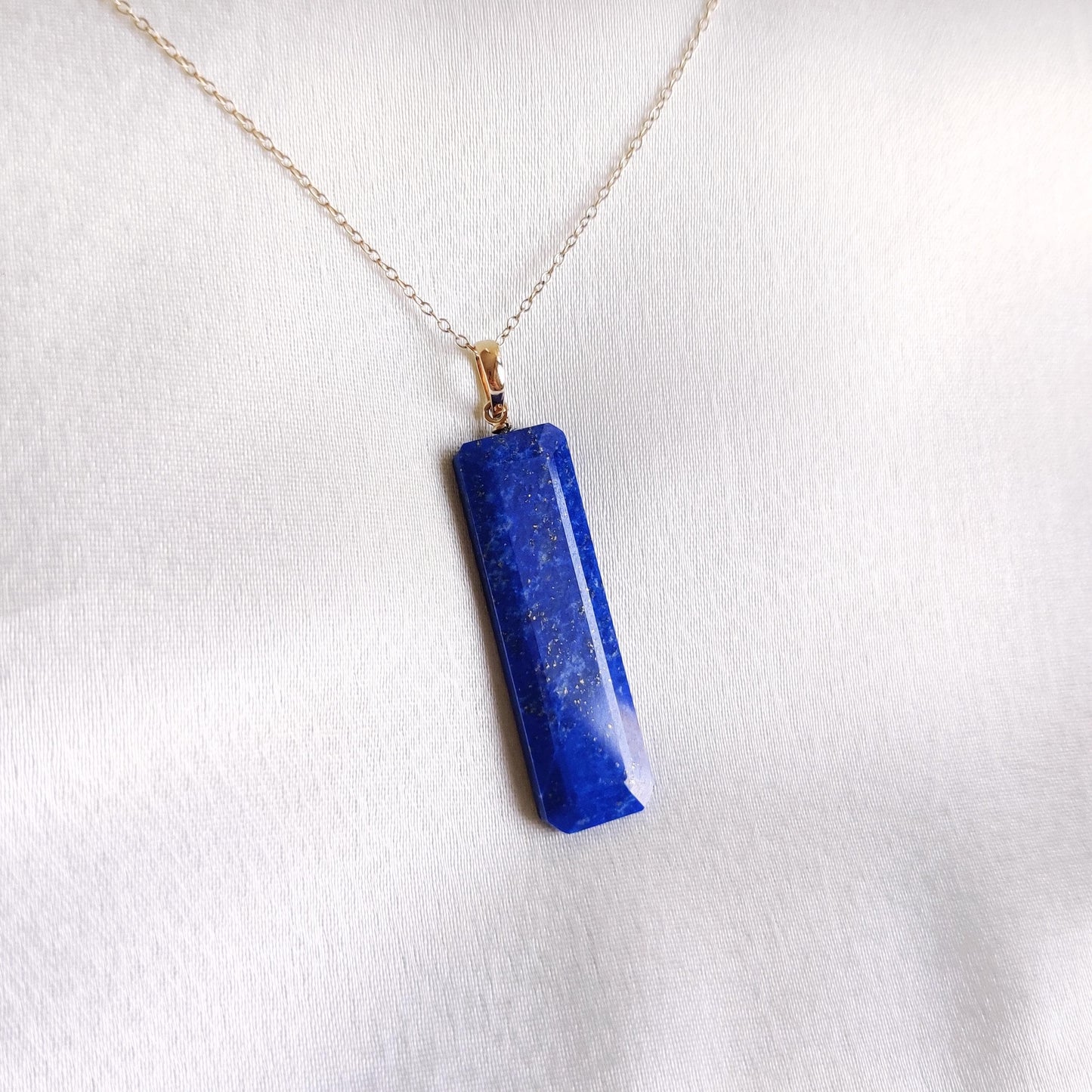 Natural Lapis Lazuli Pendant, 14K Solid Yellow Gold Lapis Pendant, September Birthstone Pendant, Christmas Present