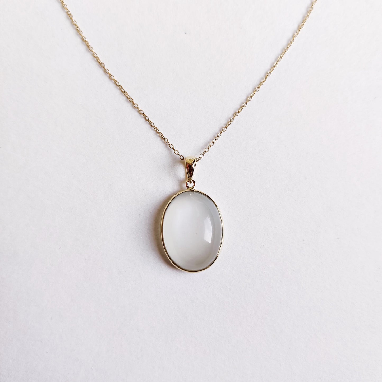 Natural White Moonstone Pendant, 14K Solid Yellow Gold White Moonstone Pendant, Bezel Pendant, June Birthstone Pendant, Christmas Present