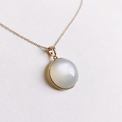 Natural White Moonstone Pendant, 14K Solid Yellow Gold White Moonstone Pendant, June Birthstone, Moonstone Jewelry, Christmas Present