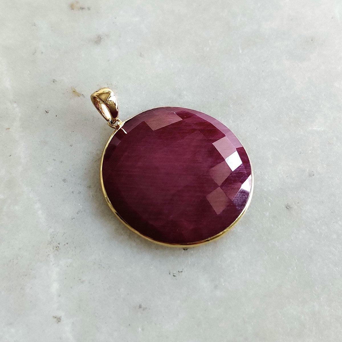 Natural Ruby Pendant, 14K Solid Yellow Gold Bezel Pendant, July Birthstone