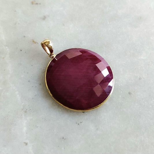 Natural Ruby Pendant, 14K Solid Yellow Gold Ruby Pendant, July Birthstone Pendant, Bezel Pendant, Ruby Jewelry, Christmas Present