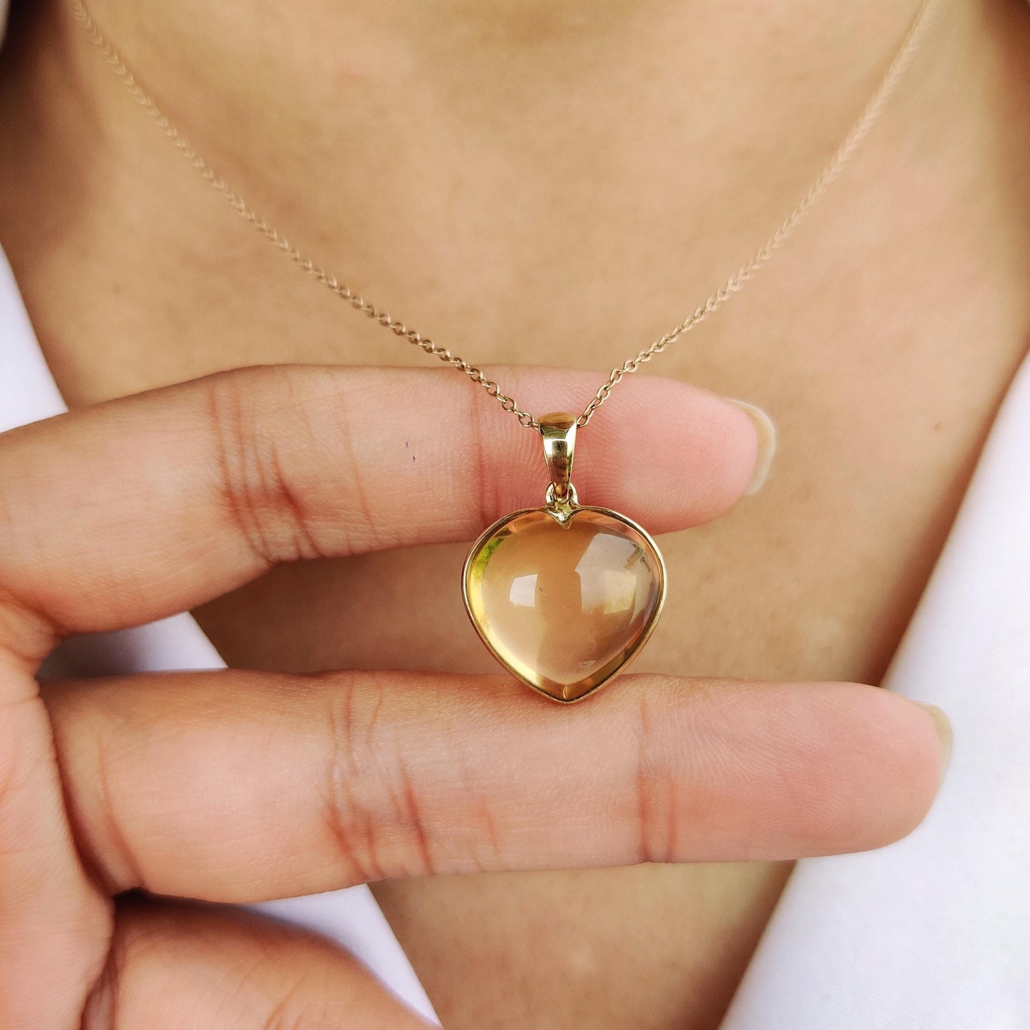 Natural Citrine Heart Pendant, 14K Solid Yellow Gold Citrine Pendant, November Birthstone Pendant, Gemstone Heart Pendant, Citrine Jewelry