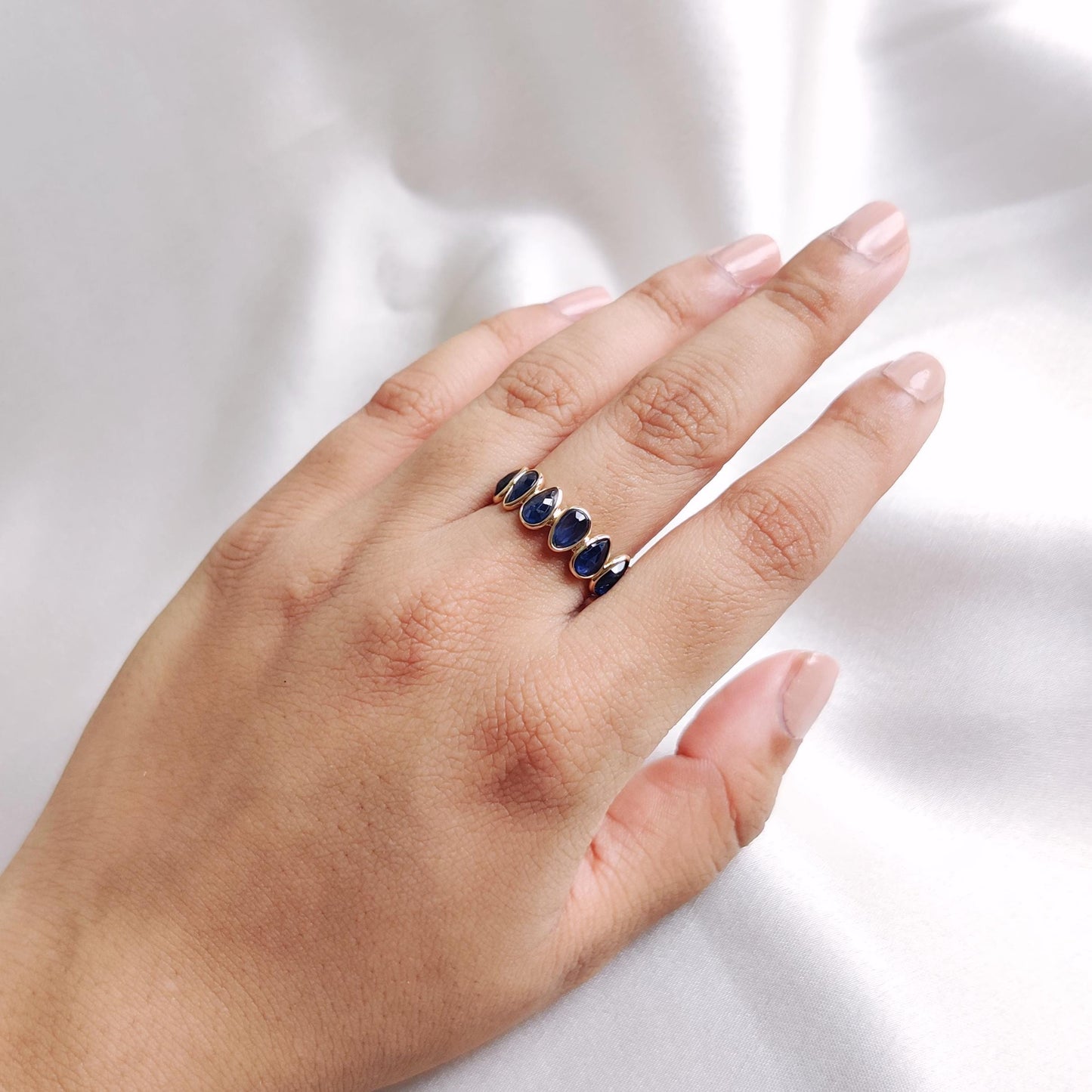 Natural Blue Sapphire, 14K Solid Yellow Gold Blue Sapphire Ring, September Birthstone Ring, Wedding Ring, Blue Sapphire Eternity Ring