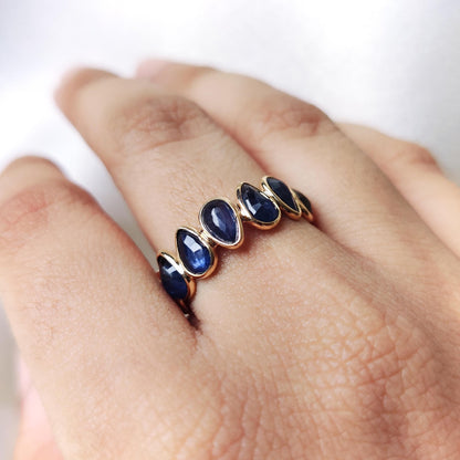 Natural Blue Sapphire, 14K Solid Yellow Gold Blue Sapphire Ring, September Birthstone Ring, Wedding Ring, Blue Sapphire Eternity Ring