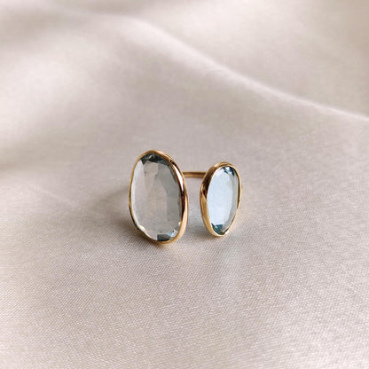 Natural Sky Blue Topaz Ring, 14K Solid Yellow Gold Blue Topaz Ring, December Birthstone Ring, Topaz Jewelry, Christmas Present