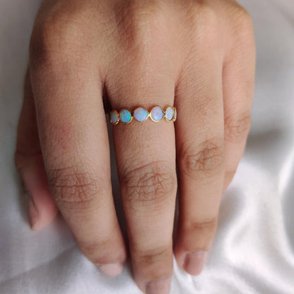 Natural White Opal Ring, 14K Solid Yellow Gold Opal Ring, October Birthstone Ring, Gift for her, Christmas Present