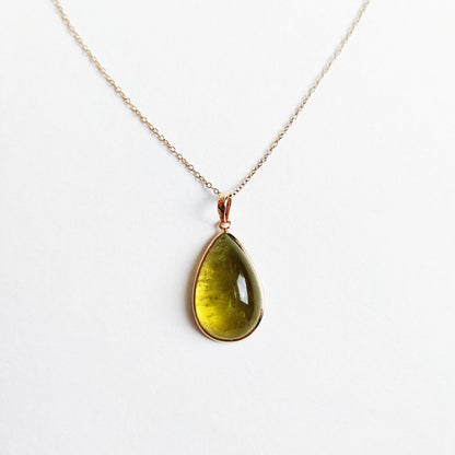 Natural Green Tourmaline Pendant, 14K Solid Yellow Gold Tourmaline Pendant, October Birthstone Pendant, Bezel Set Tourmaline Pendant