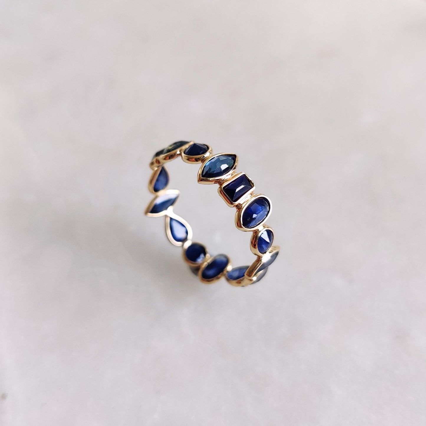 Natural Blue Sapphire Ring, 14K Solid Yellow Gold Blue Sapphire Ring, September Birthstone Ring, Sapphire Wedding Ring, Christmas Present