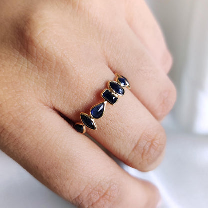 Natural Blue Sapphire Ring, 14K Solid Yellow Gold Blue Sapphire Ring, September Birthstone Ring, Sapphire Wedding Ring, Christmas Present