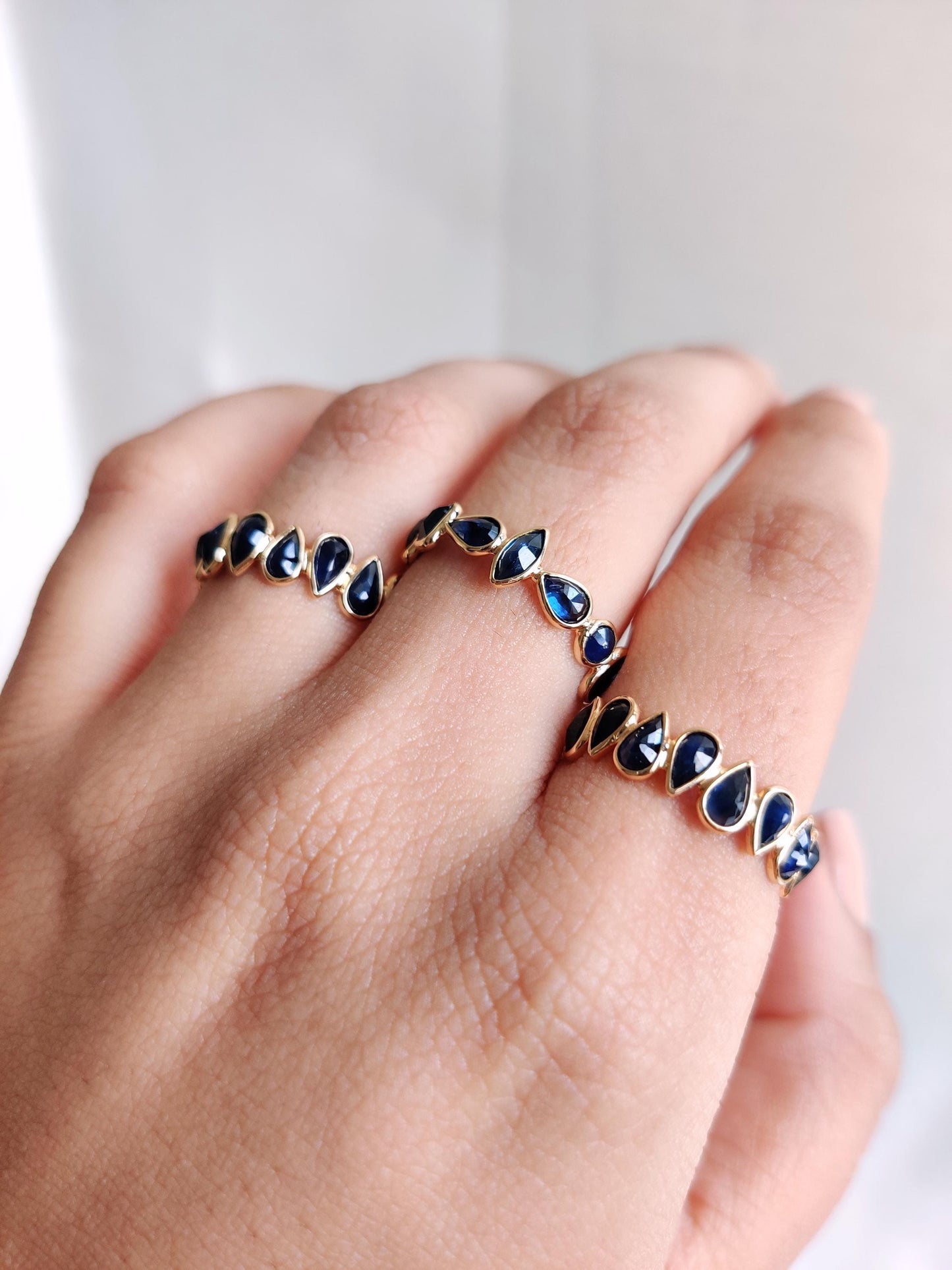 Natural Blue Sapphire, 14K Solid Yellow Gold Blue Sapphire Ring, September Birthstone Ring, Wedding Ring, Blue Sapphire Eternity Ring