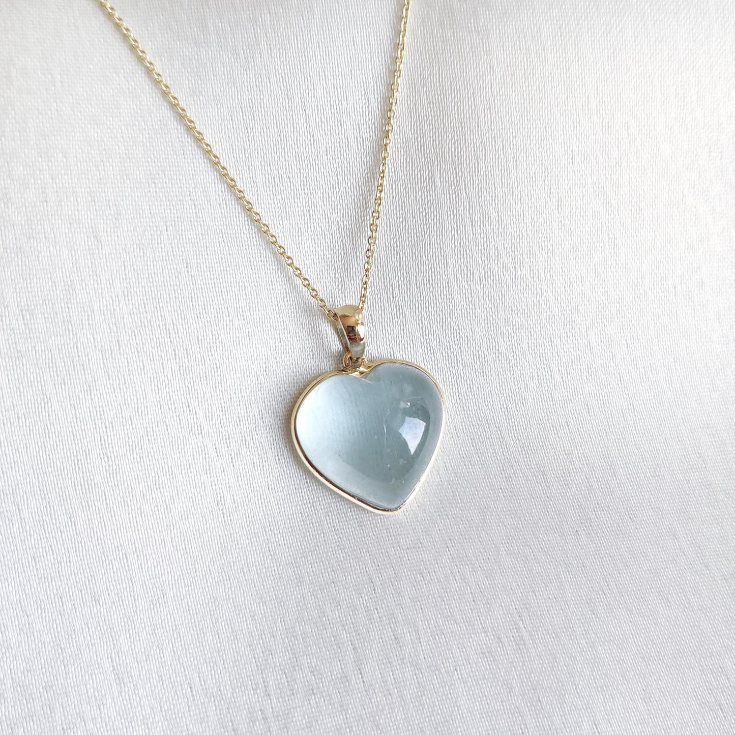 Natural Aquamarine Heart Pendant, 14K Solid Yellow Gold Aquamarine Pendant, Heart Shape Pendant, March Birthstone Pendant, Christmas Present