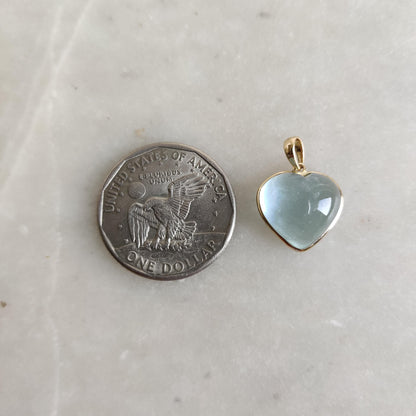 Natural Aquamarine Heart Pendant, 14K Solid Yellow Gold Aquamarine Pendant, Heart Shape Pendant, March Birthstone Pendant, Christmas Present