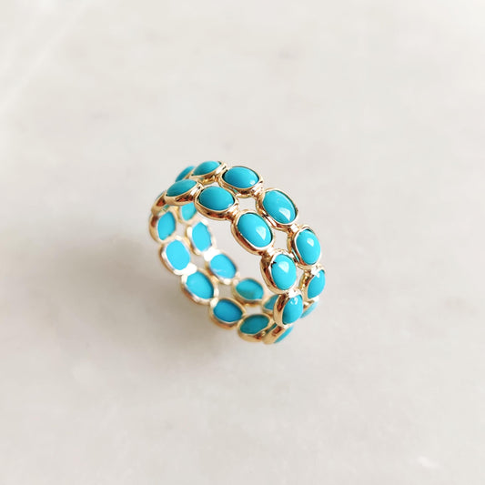 Natural Arizona Turquoise Ring, 14K Solid Yellow Gold Turquoise Ring, December Birthstone Ring, Sleeping Beauty Turquoise, Christmas Present