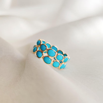 Natural Arizona Turquoise Ring, 14K Solid Yellow Gold Turquoise Ring, December Birthstone Ring, Sleeping Beauty Turquoise, Christmas Present