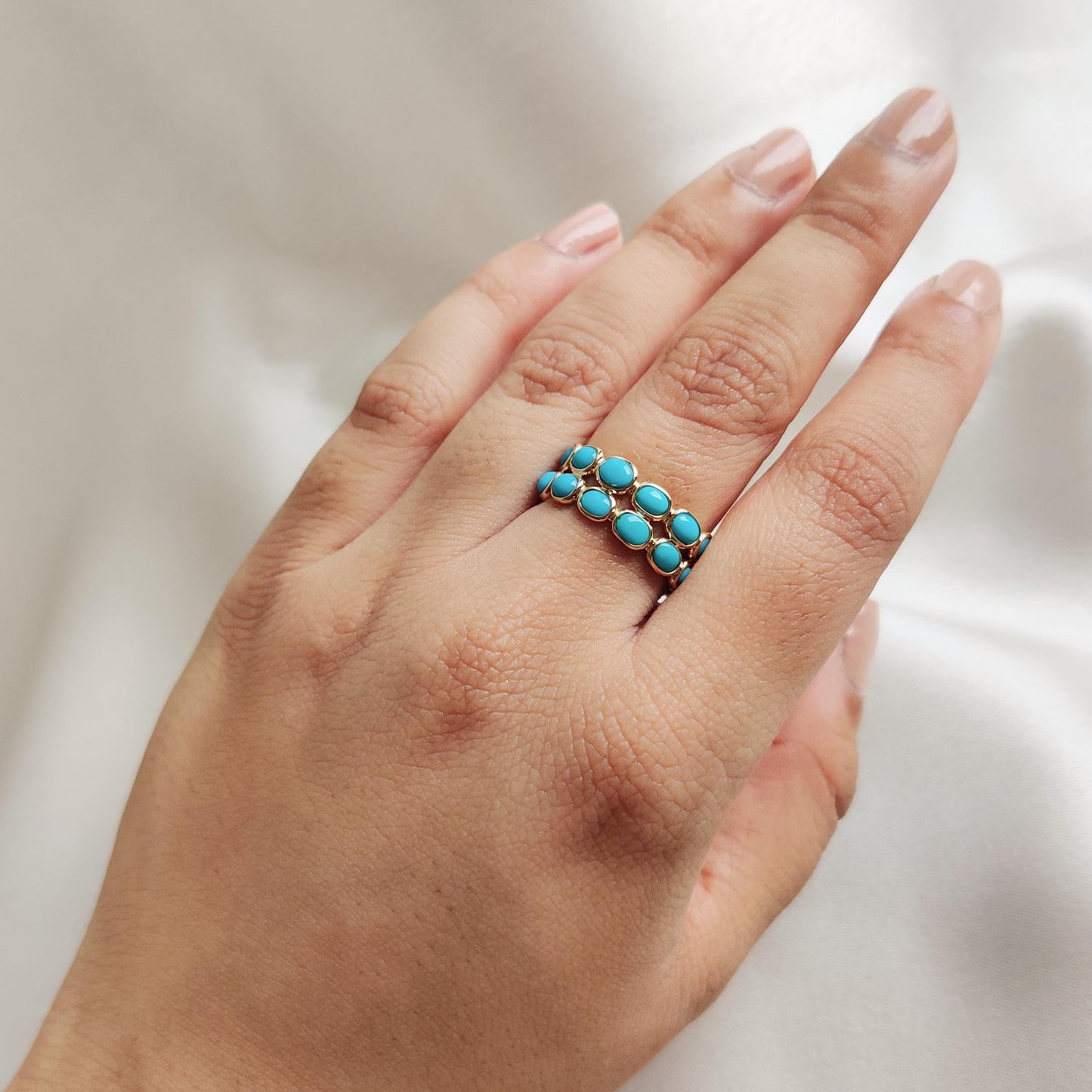 Natural Arizona Turquoise Ring, 14K Solid Yellow Gold Turquoise Ring, December Birthstone Ring, Sleeping Beauty Turquoise, Christmas Present