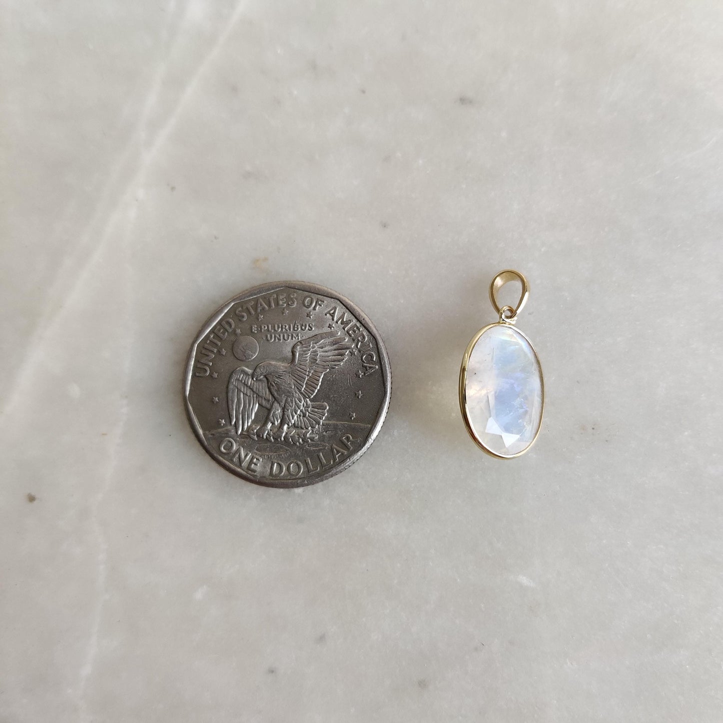 Natural Rainbow Moonstone Necklace, 14K Solid Gold Moonstone Pendant, Yellow Gold Necklace Pendant, Blue Moonstone Jewelry, June Birthstone