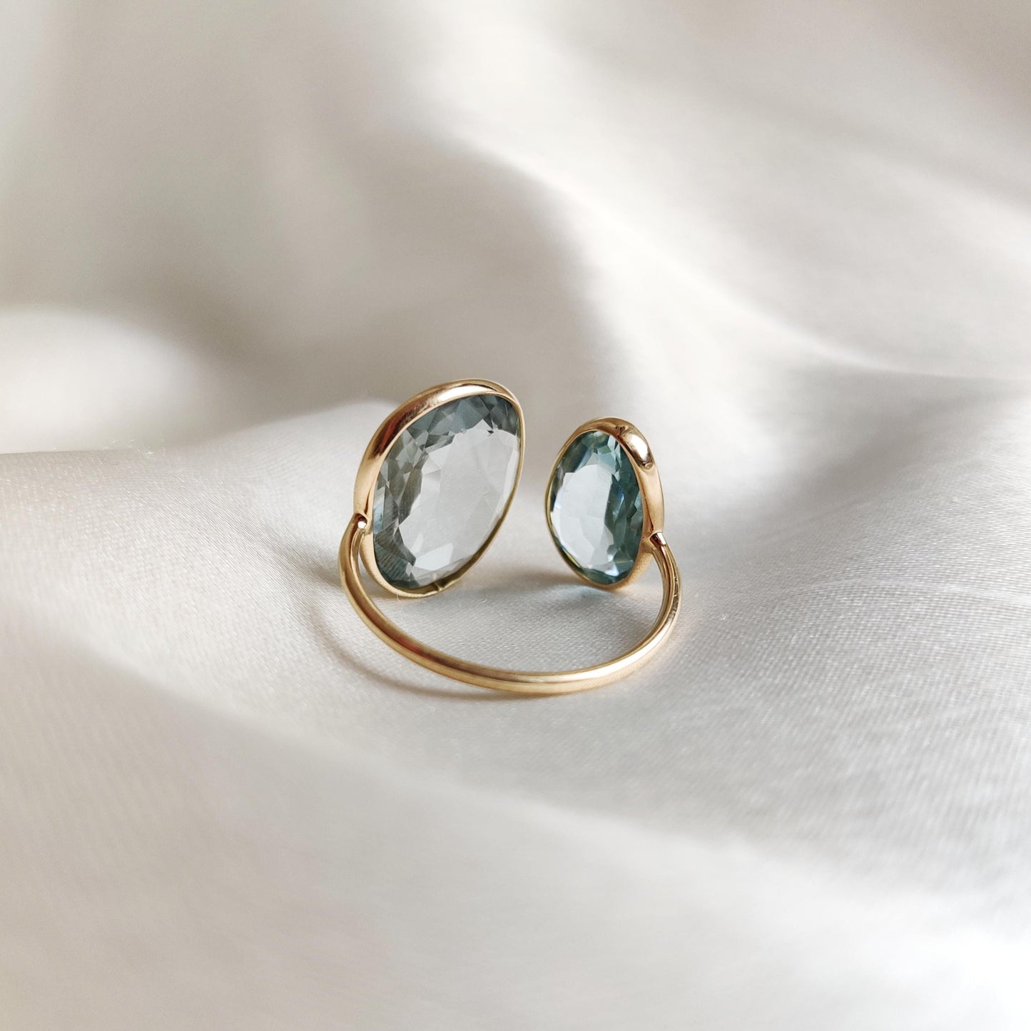 Natural Sky Blue Topaz Ring, 14K Solid Yellow Gold Blue Topaz Ring, December Birthstone Ring, Topaz Jewelry, Christmas Present