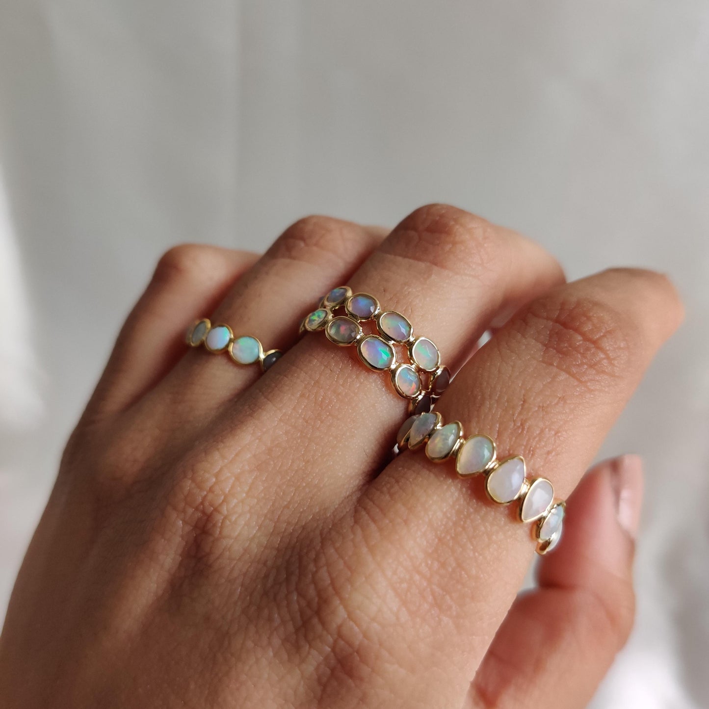 Natural White Opal Ring, 14K Solid Yellow Gold Opal Ring, October Birthstone Ring, Gift for her, Christmas Present