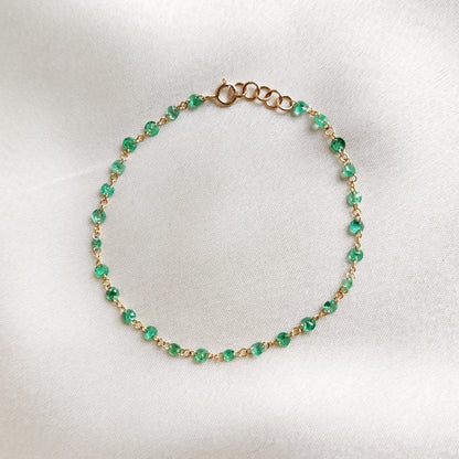 Natural Emerald Bracelet, 14K Solid Gold Emerald Bracelet, Dainty Emerald Bracelet, May Birthstone Bracelet, Natural Emerald Jewelry