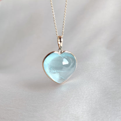 Natural Aquamarine Heart Pendant, 14K Solid Yellow Gold Aquamarine Pendant, Heart Shape Pendant, March Birthstone Pendant, Christmas Present