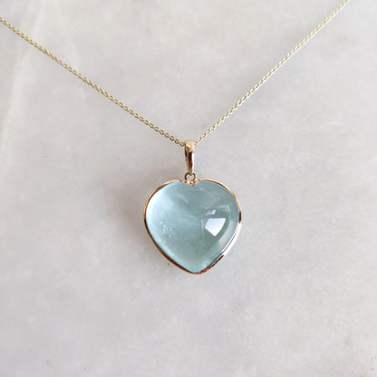 Natural Aquamarine Heart Pendant, 14K Solid Yellow Gold Aquamarine Pendant, Heart Shape Pendant, March Birthstone Pendant, Christmas Present