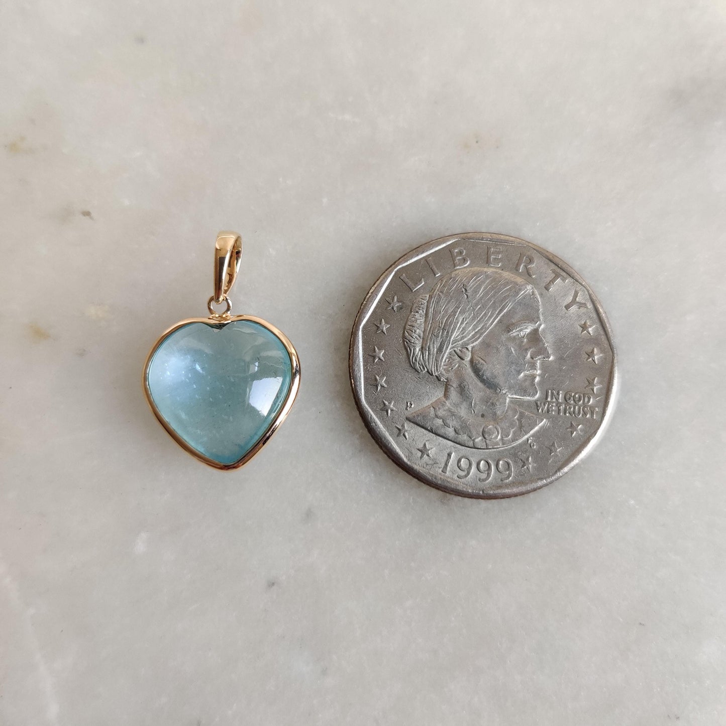 Natural Aquamarine Heart Pendant, 14K Solid Yellow Gold Aquamarine Pendant, Heart Shape Pendant, March Birthstone Pendant, Christmas Present