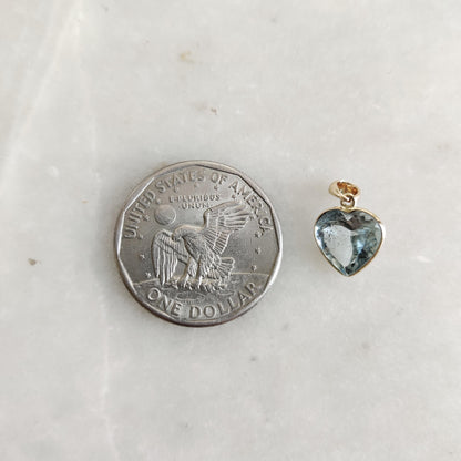 Natural Aquamarine Heart Pendant, 14K Solid Yellow Gold Aquamarine Pendant, Heart Shape Pendant, March Birthstone Pendant, Christmas Present