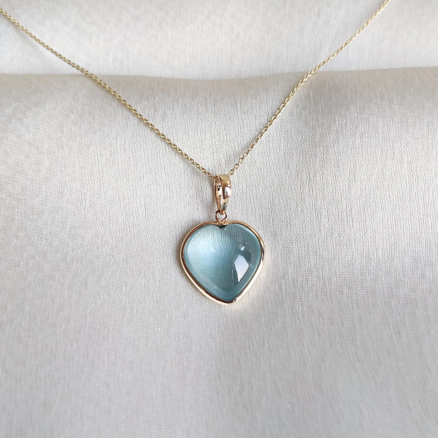 Natural Aquamarine Heart Pendant, 14K Solid Yellow Gold Aquamarine Pendant, Heart Shape Pendant, March Birthstone Pendant, Christmas Present